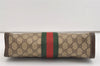 Authentic GUCCI Web Sherry Line Clutch Hand Bag Purse GG PVC Leather Brown 5739J