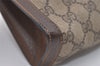 Authentic GUCCI Web Sherry Line Clutch Hand Bag Purse GG PVC Leather Brown 5739J