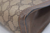 Authentic GUCCI Web Sherry Line Clutch Hand Bag Purse GG PVC Leather Brown 5739J