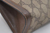 Authentic GUCCI Web Sherry Line Clutch Hand Bag Purse GG PVC Leather Brown 5739J