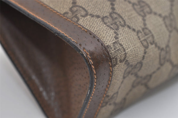 Authentic GUCCI Web Sherry Line Clutch Hand Bag Purse GG PVC Leather Brown 5739J