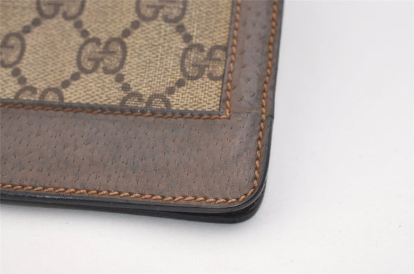 Authentic GUCCI Web Sherry Line Clutch Hand Bag Purse GG PVC Leather Brown 5739J