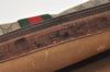 Authentic GUCCI Web Sherry Line Clutch Hand Bag Purse GG PVC Leather Brown 5739J