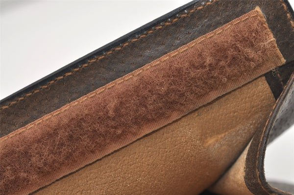 Authentic GUCCI Web Sherry Line Clutch Hand Bag Purse GG PVC Leather Brown 5739J