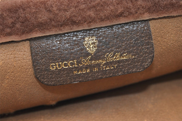 Authentic GUCCI Web Sherry Line Clutch Hand Bag Purse GG PVC Leather Brown 5739J