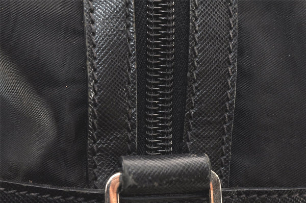 Authentic PRADA Nylon Tessuto Leather 2Way Travel Boston Bag V19S Black 5739K