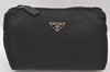 Authentic PRADA Vintage Nylon Tessuto Leather Pouch Purse Black 5740K