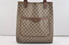 Authentic GUCCI Web Sherry Line Shoulder Tote Bag GG PVC Leather Brown 5741J