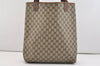 Authentic GUCCI Web Sherry Line Shoulder Tote Bag GG PVC Leather Brown 5741J
