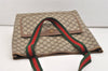 Authentic GUCCI Web Sherry Line Shoulder Tote Bag GG PVC Leather Brown 5741J