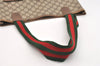 Authentic GUCCI Web Sherry Line Shoulder Tote Bag GG PVC Leather Brown 5741J