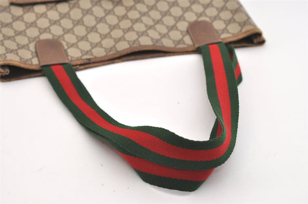 Authentic GUCCI Web Sherry Line Shoulder Tote Bag GG PVC Leather Brown 5741J