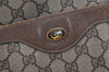 Authentic GUCCI Web Sherry Line Shoulder Tote Bag GG PVC Leather Brown 5741J