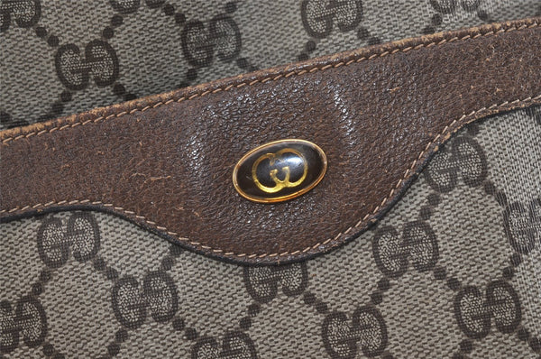 Authentic GUCCI Web Sherry Line Shoulder Tote Bag GG PVC Leather Brown 5741J