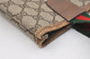 Authentic GUCCI Web Sherry Line Shoulder Tote Bag GG PVC Leather Brown 5741J