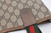 Authentic GUCCI Web Sherry Line Shoulder Tote Bag GG PVC Leather Brown 5741J