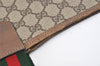 Authentic GUCCI Web Sherry Line Shoulder Tote Bag GG PVC Leather Brown 5741J