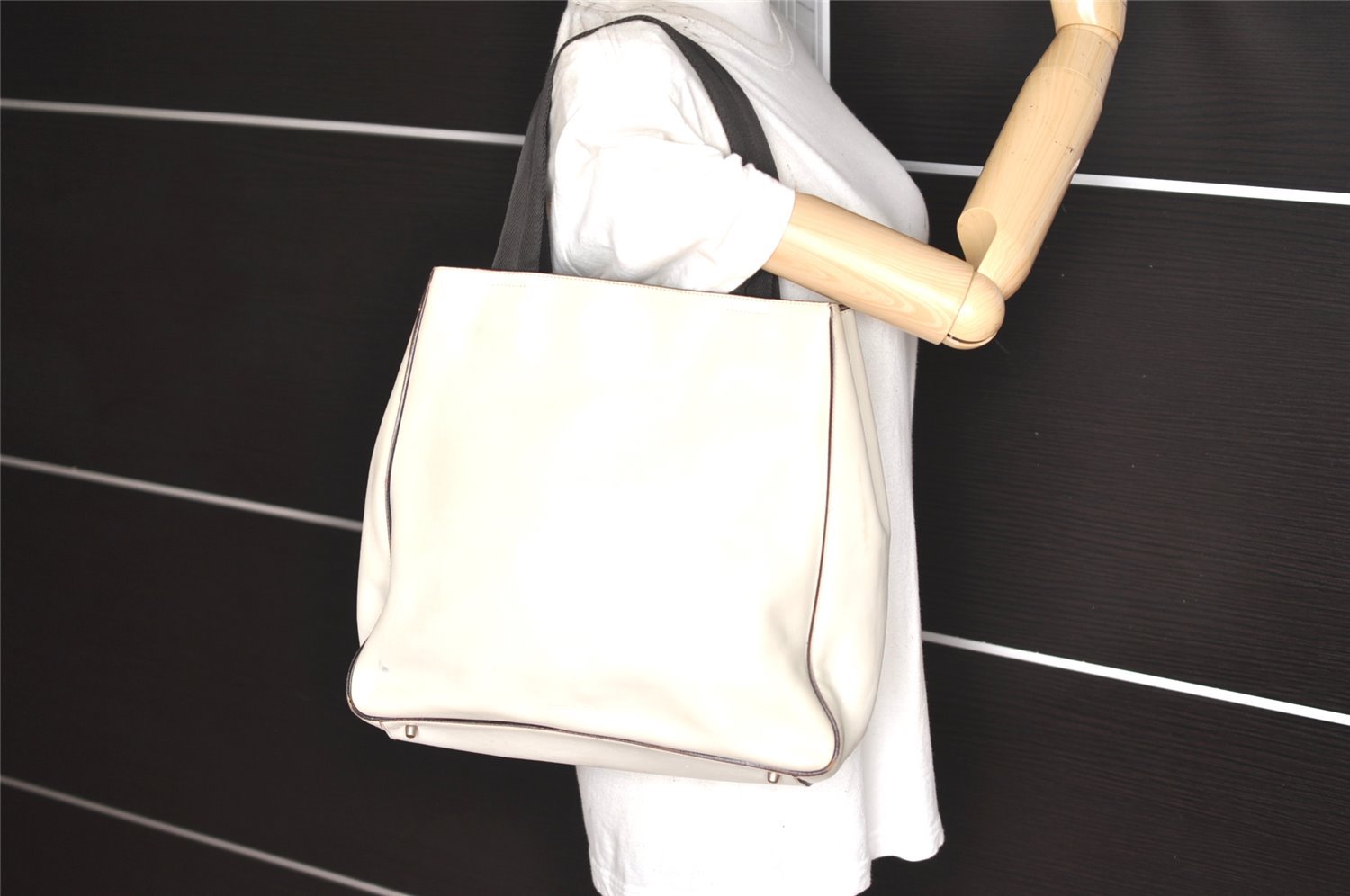 Authentic PRADA Vintage Leather Shoulder Hand Bag White 5741K