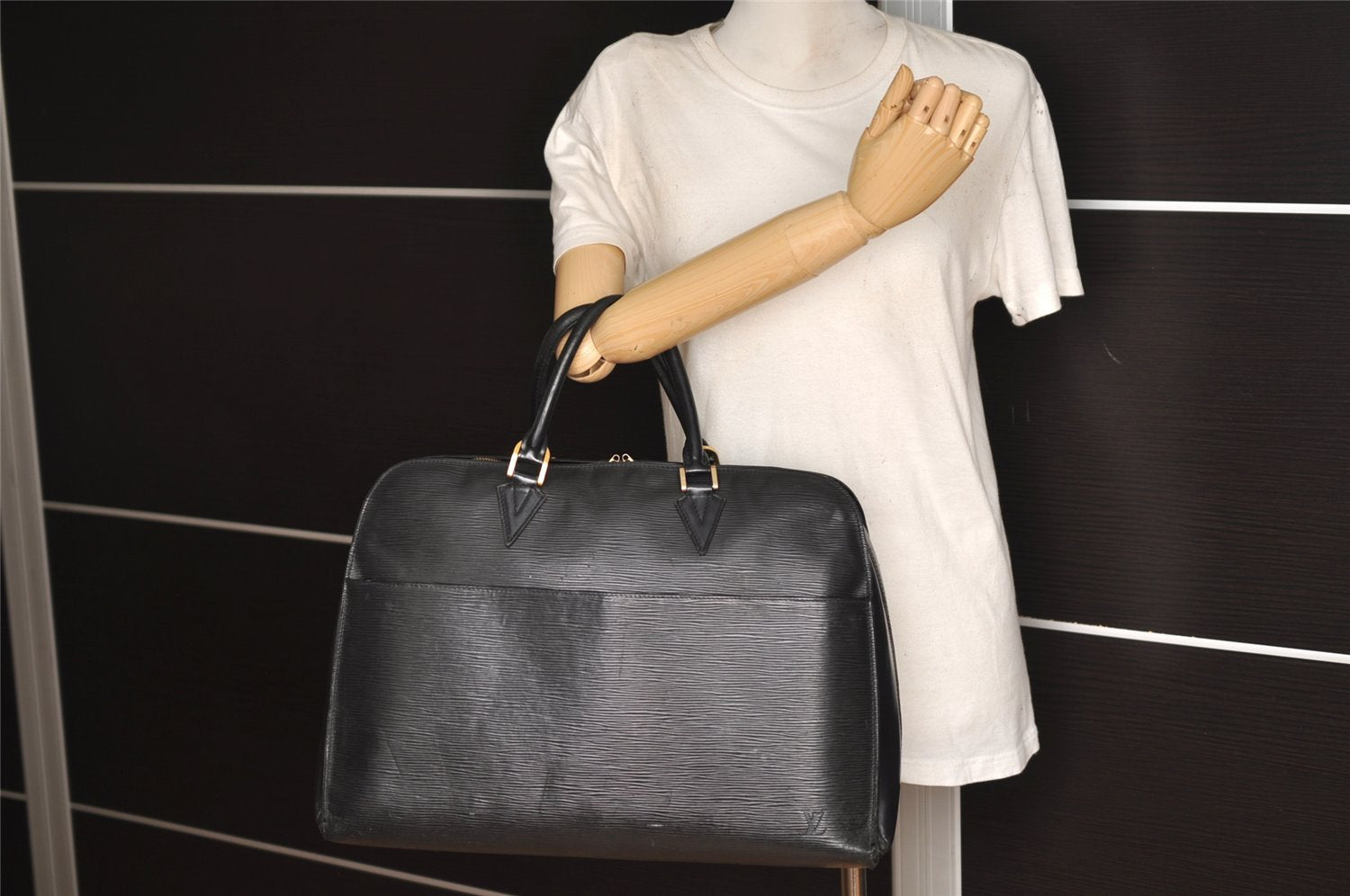 Authentic Louis Vuitton Epi Sorbonne Hand Business Bag Black M54512 LV 5742J