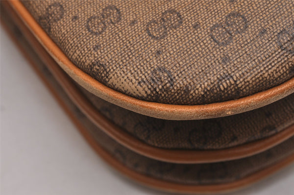 Authentic GUCCI Micro GG PVC Leather Shoulder Cross Body Bag Purse Brown 5747J