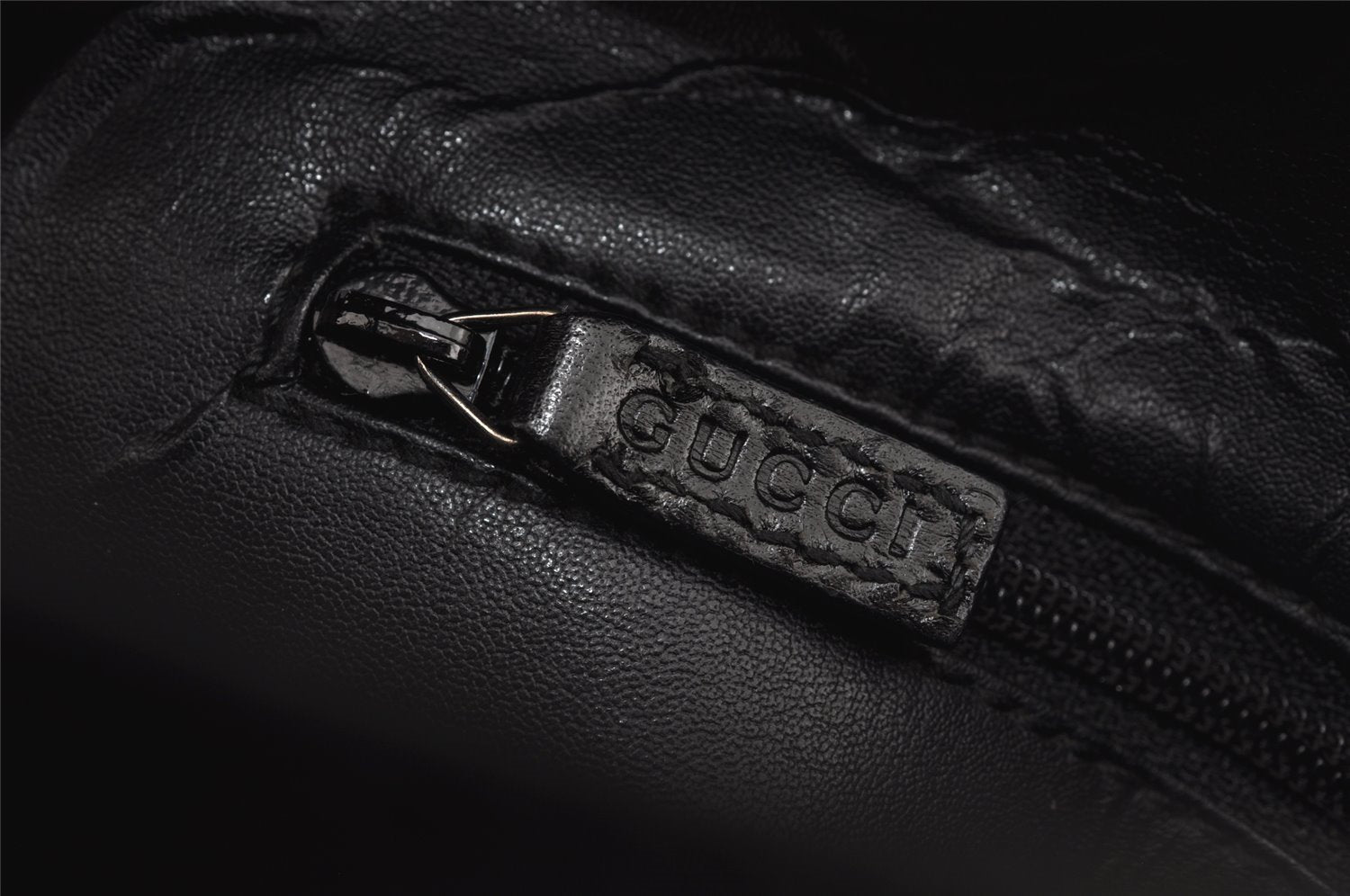 Authentic GUCCI Vintage Shoulder Bag Nylon Leather 0013767 Black 5749J