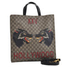 Authentic GUCCI Wolf Pattern 2Way Tote Bag GG PVC Leather 450950 Brown 5750I