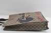 Authentic GUCCI Wolf Pattern 2Way Tote Bag GG PVC Leather 450950 Brown 5750I