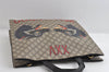 Authentic GUCCI Wolf Pattern 2Way Tote Bag GG PVC Leather 450950 Brown 5750I