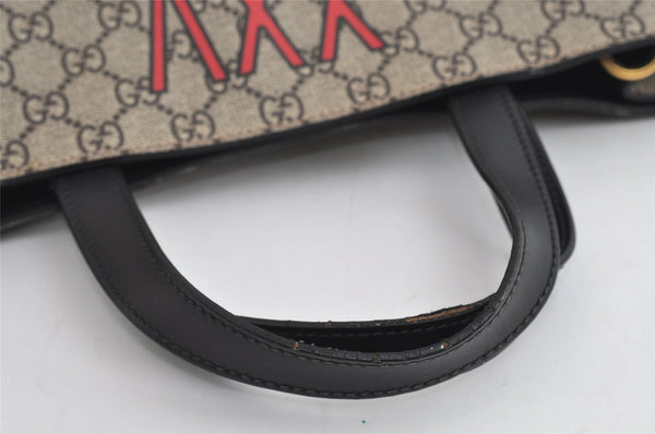 Authentic GUCCI Wolf Pattern 2Way Tote Bag GG PVC Leather 450950 Brown 5750I