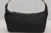 Authentic PRADA Vintage Nylon Tessuto Leather Hand Bag Pouch Purse Black 5750J