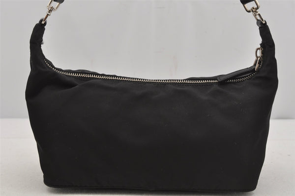 Authentic PRADA Vintage Nylon Tessuto Leather Hand Bag Pouch Purse Black 5750J