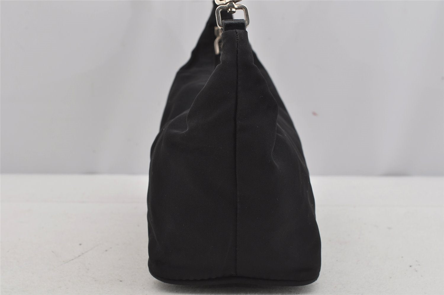 Authentic PRADA Vintage Nylon Tessuto Leather Hand Bag Pouch Purse Black 5750J