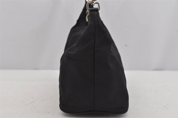 Authentic PRADA Vintage Nylon Tessuto Leather Hand Bag Pouch Purse Black 5750J