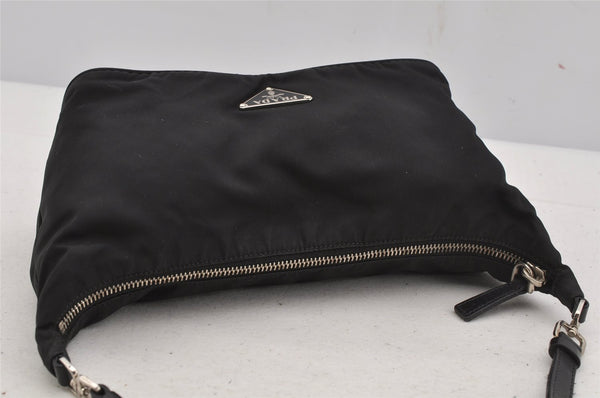 Authentic PRADA Vintage Nylon Tessuto Leather Hand Bag Pouch Purse Black 5750J