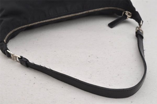 Authentic PRADA Vintage Nylon Tessuto Leather Hand Bag Pouch Purse Black 5750J