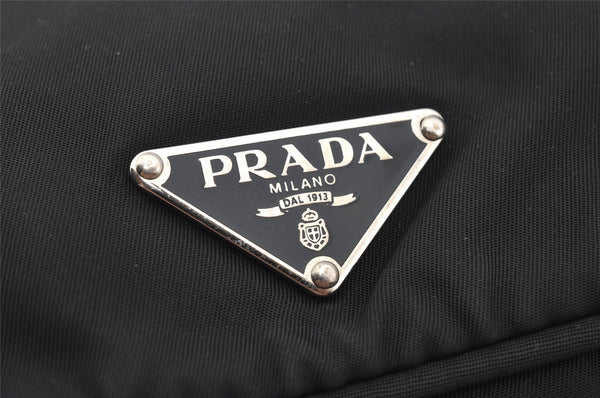 Authentic PRADA Vintage Nylon Tessuto Leather Hand Bag Pouch Purse Black 5750J