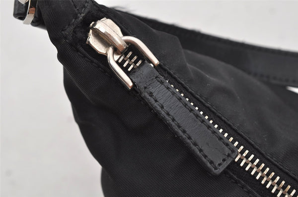 Authentic PRADA Vintage Nylon Tessuto Leather Hand Bag Pouch Purse Black 5750J