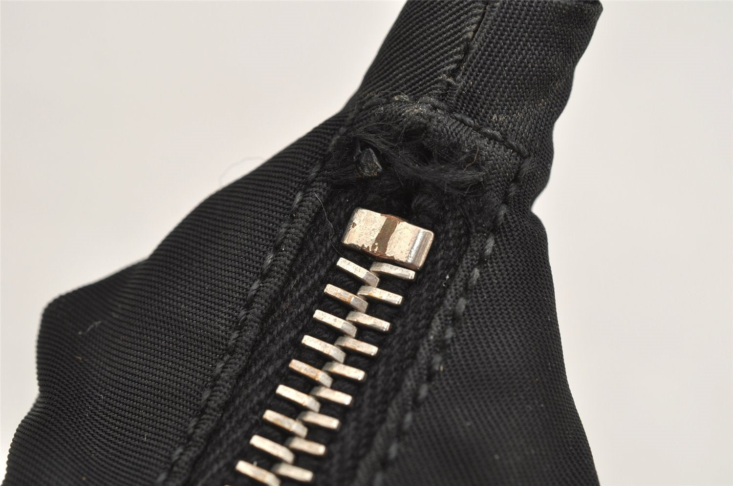 Authentic PRADA Vintage Nylon Tessuto Leather Hand Bag Pouch Purse Black 5750J