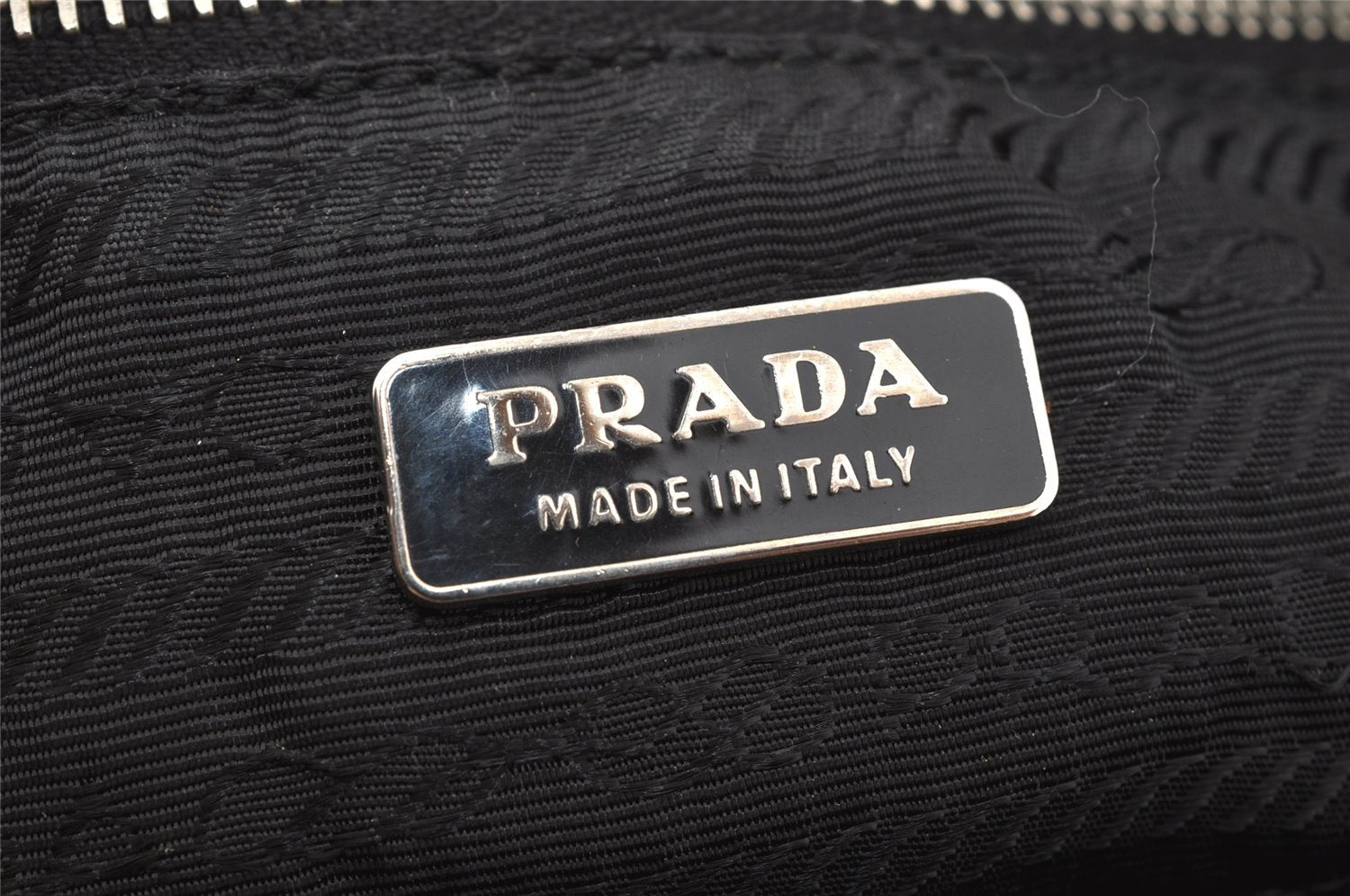Authentic PRADA Vintage Nylon Tessuto Leather Hand Bag Pouch Purse Black 5750J