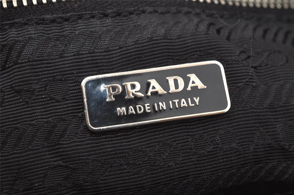 Authentic PRADA Vintage Nylon Tessuto Leather Hand Bag Pouch Purse Black 5750J
