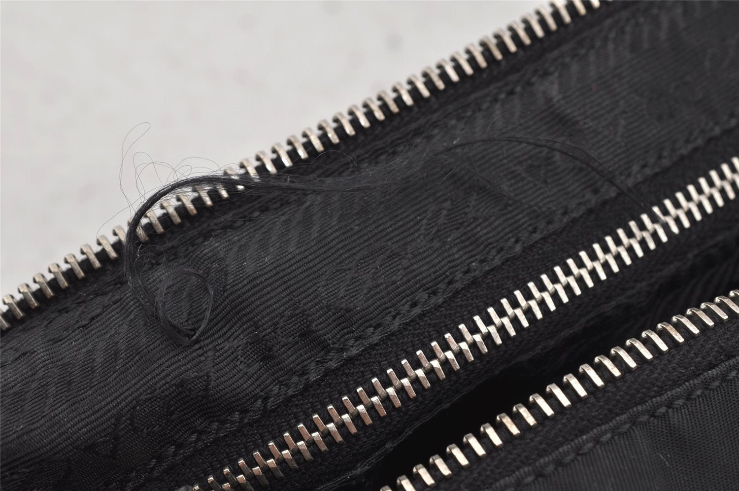 Authentic PRADA Vintage Nylon Tessuto Leather Hand Bag Pouch Purse Black 5750J