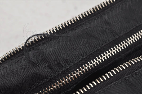 Authentic PRADA Vintage Nylon Tessuto Leather Hand Bag Pouch Purse Black 5750J