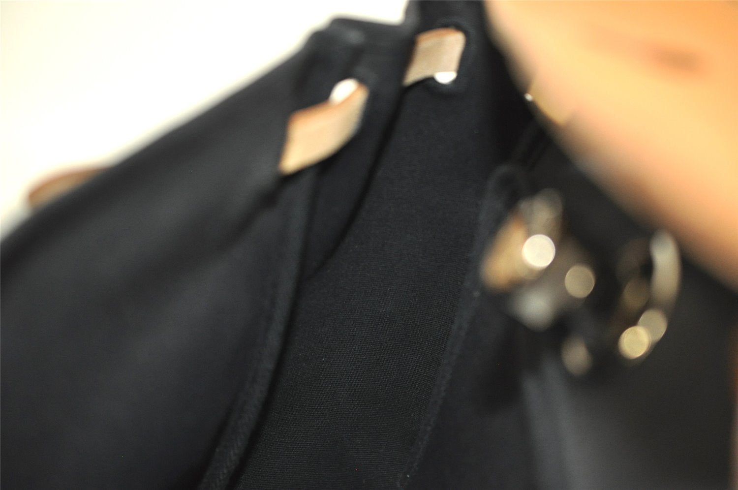 Authentic HERMES Her Bag PM & PM 2Way Shoulder Hand Bag Black Beige 5751I