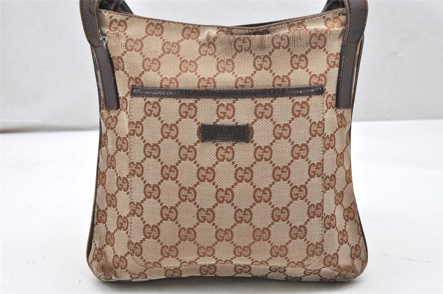 Authentic GUCCI Shoulder Cross Body Bag GG Canvas Leather 122793 Brown 5751K