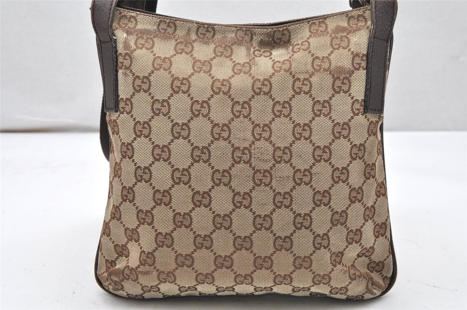 Authentic GUCCI Shoulder Cross Body Bag GG Canvas Leather 122793 Brown 5751K