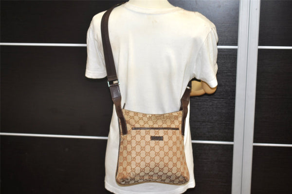 Authentic GUCCI Shoulder Cross Body Bag GG Canvas Leather 122793 Brown 5751K