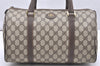 Authentic GUCCI Vintage Hand Boston Bag Purse GG PVC Leather Brown Junk 5752K