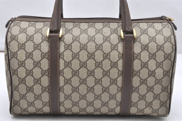 Authentic GUCCI Vintage Hand Boston Bag Purse GG PVC Leather Brown Junk 5752K