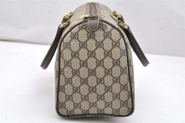 Authentic GUCCI Vintage Hand Boston Bag Purse GG PVC Leather Brown Junk 5752K