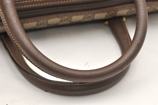 Authentic GUCCI Vintage Hand Boston Bag Purse GG PVC Leather Brown Junk 5752K